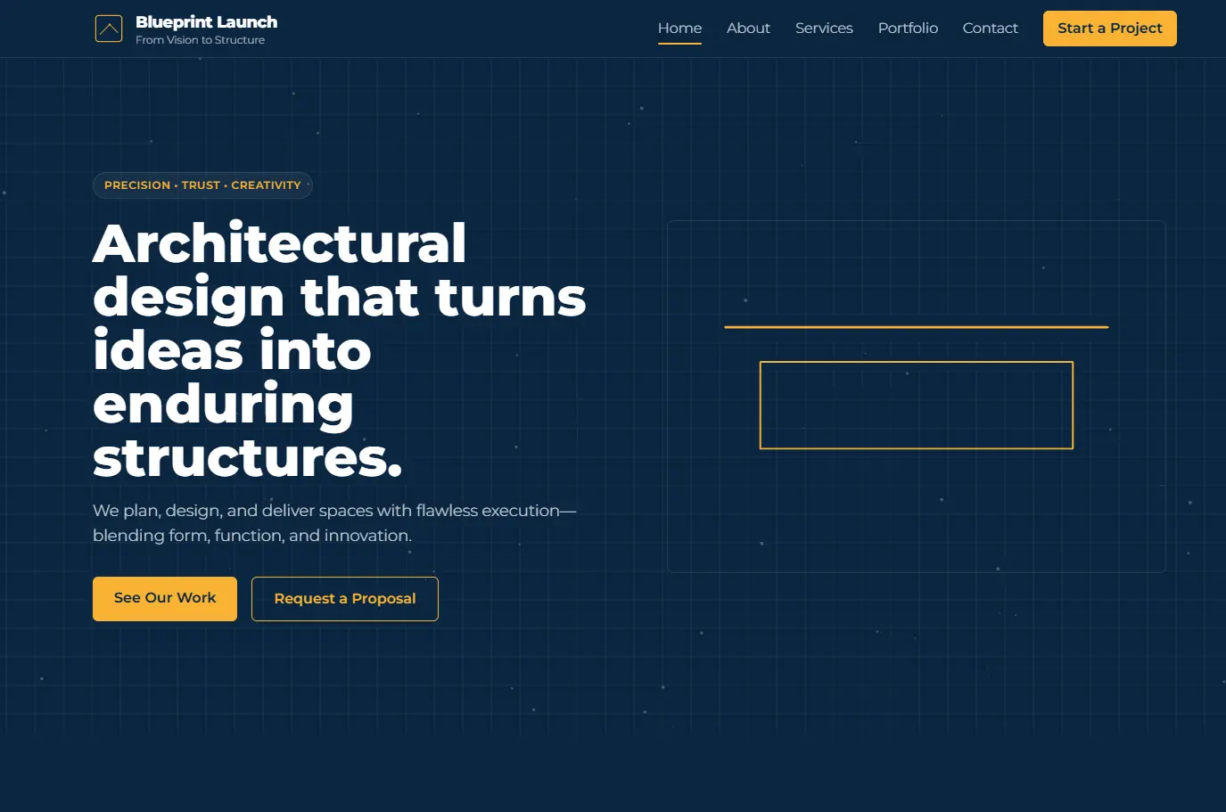 Blueprint Launch architectural website preview